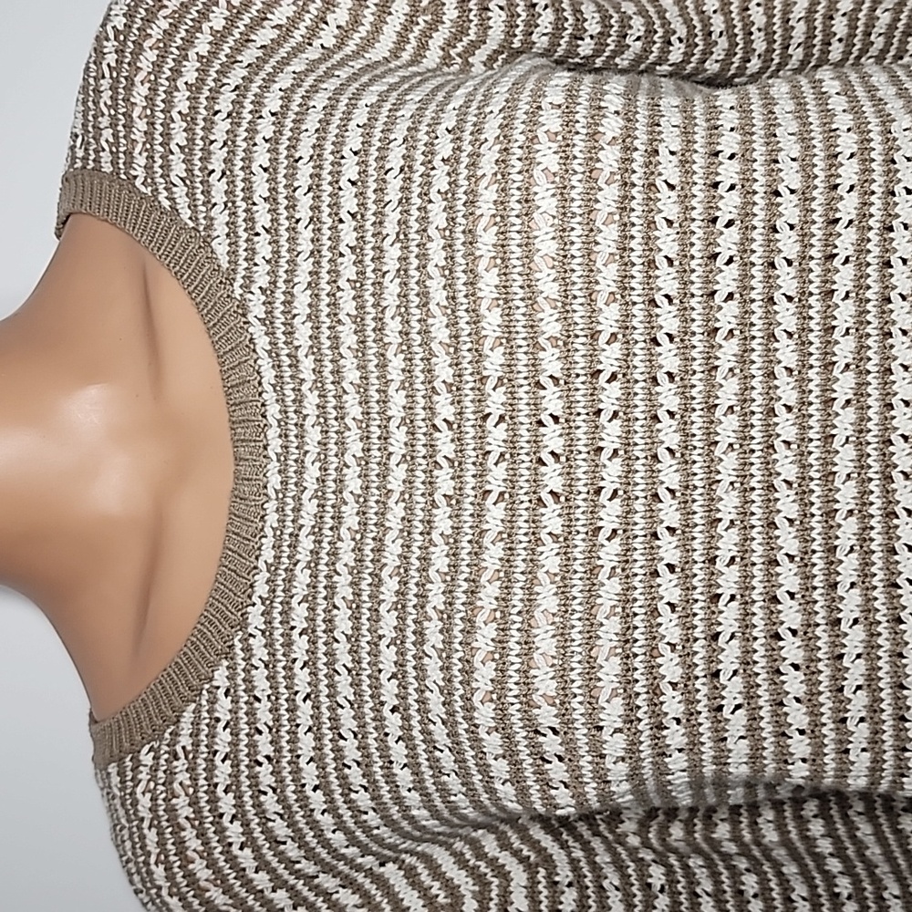 Eva Mendes New York Company Women's Crochet knit Brown And White Sweater Size M - Picture 3 of 8